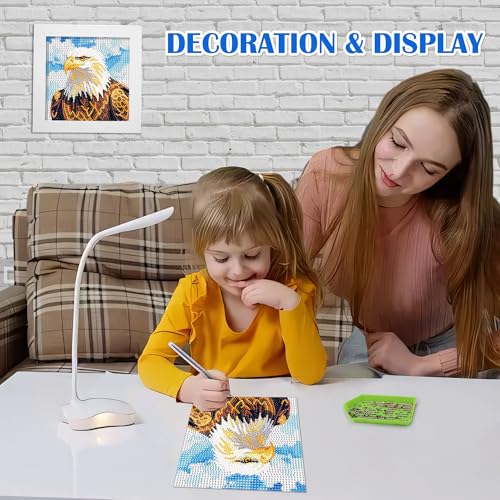 Leixonl Diamond Art Kits for Kids with Framed (7 in) Cartoon Animals DIY Gem Art Painting - Arts & Crafts Gifts for Beginners & Teens (1p-6 in-Eagle) - color: 1p-6 in-eagle