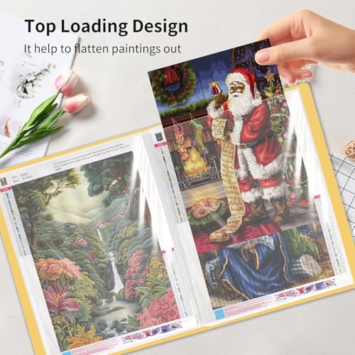 A3 Diamond Painting Storage Book, 60 Views Art Portfolio Presentations Folder with 30 Pages Protectors, 17.3x12.8in Yellow - color: Yellow
