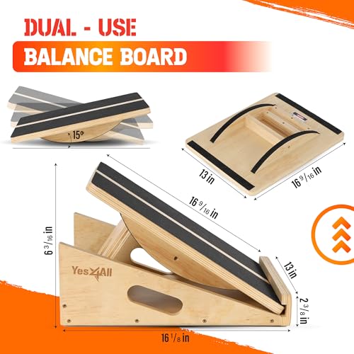 Yes4All Professional Incline Board, Slant Board Calf Stretching, Squat Wedge and Anti-Slip Surface, Portable Side Handle - color: A. Yellow