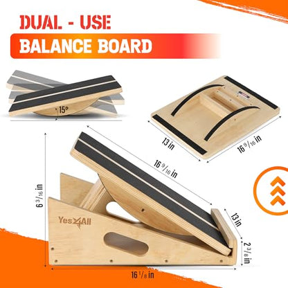 Yes4All Professional Incline Board, Slant Board Calf Stretching, Squat Wedge and Anti-Slip Surface, Portable Side Handle - color: A. Yellow