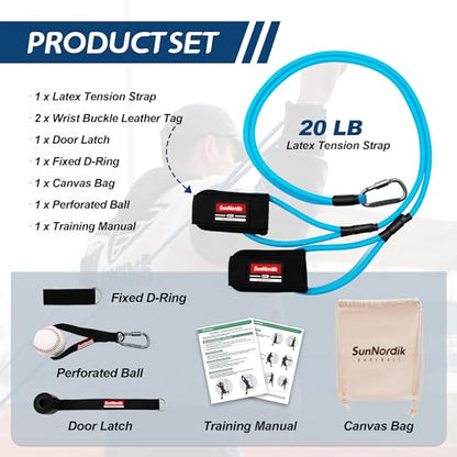 SunNordik Resistance Bands for Pitchers with Carry Bag - size: 20LB (High School Level)