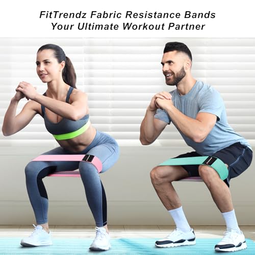 FitTrendz Resistance Bands for Legs and Butt Exercise Bands, Non Slip Elastic Fabric Bands 3 Levels Loop Workout Bands for Women Squat Glute Hip Training, Set of 3 Pack