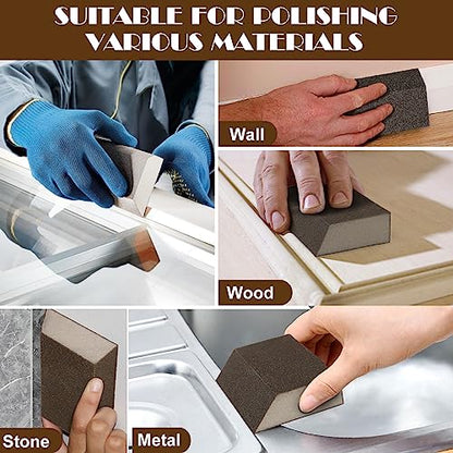 60 Grit Angled Sanding Blocks, Jamiikury Coarse Sponge Sand Block Washable and Reusable, Wet & Dry Sandpaper Block for Wood Metal Drywall and Furniture Paint - Pack of 8 - size: 60 Grits