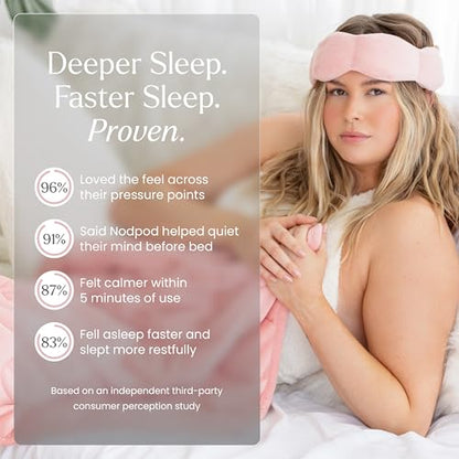 nodpod Patented Gentle Pressure Sleep Mask, Weighted Eye Mask | Patented Light Blocking Design for Sleeping, Travel & Relaxation, Bead Filled, Machine Washable, BPA-Free, Blush Pink - color: Blush Pink Cotton