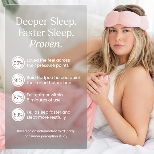 nodpod Patented Gentle Pressure Sleep Mask, Weighted Eye Mask - color: Blush Pink Cotton