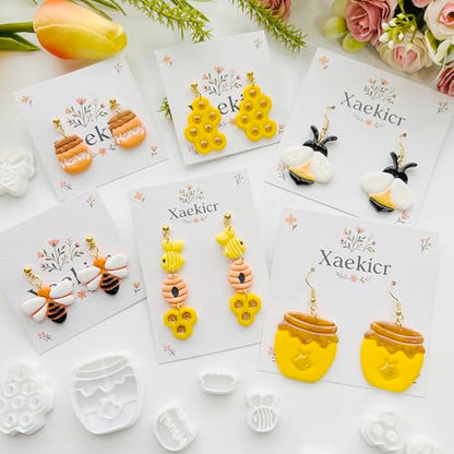 Bee Theme Polymer Clay Cutters Set – Molds, Clay Cutters for Polymer Clay, Clay Earring Tools - color: J color