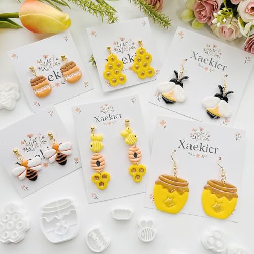 Bee Theme Polymer Clay Cutters Set – Molds, Clay Cutters for Polymer Clay, Clay Earring Tools - color: J color