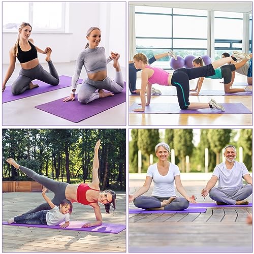 Funtery 3 mm Thin Yoga Mats Bulk, 68 x 24 Inches Lightweight PVC Exercise Mats Non Slip Workout Fitness Pads for Yoga Pilates Stretching Classes Gym Home Studio - color: Purple