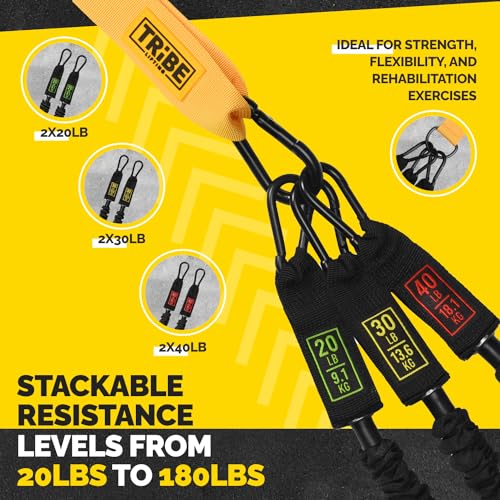 Tube Resistance Bands Set with Handles, Bar, Ankle Straps and Door Anchor - color: Yellow