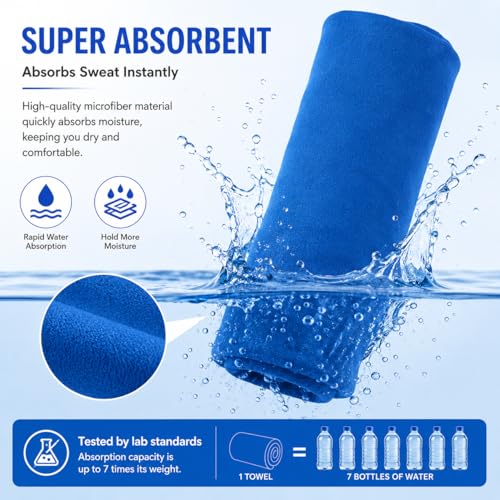 Beda Home Microfiber Travel Towel - Ultra Soft Fast Drying Gym Towel, Super Absorbent & Compact Sports Towel for Camping, Hiking, Swimming, Yoga - Includes Breathable Mesh Carrying Bag (Set of 1,Blue) - color: Blue
