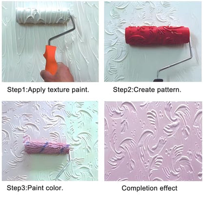 7" Texturing Roller, Patterned Textured Paint Roller, Drywall Texture Tool | Embossed Rubber Paint Roller, Decorative Art Texture Roller, Knockdown Texture Tool for DIY Household Wall Painting (BK323R) - style: BK323R