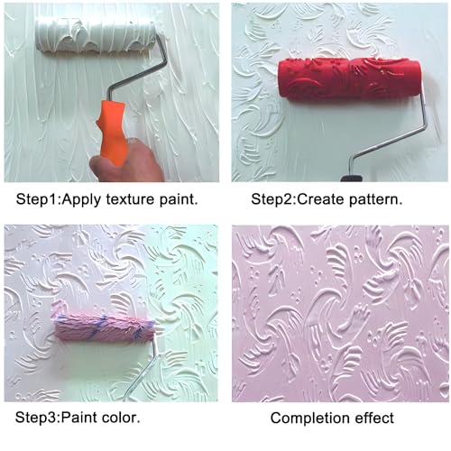 7" Texturing Roller, Patterned Textured Paint Roller, Drywall Texture Tool | Embossed Rubber Paint Roller, Decorative Art Texture Roller, Knockdown Texture Tool for DIY Household Wall Painting (BK325R) - style: BK325R