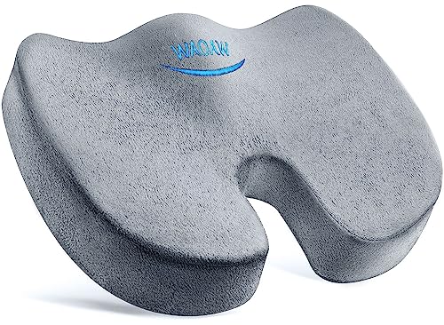 WAOAW Seat Cushion, Office Chair Cushions Butt Pillow for Long Sitting, Memory Foam Chair Pad for Back, Coccyx, Tailbone Pain Relief (Grey) - color: Grey