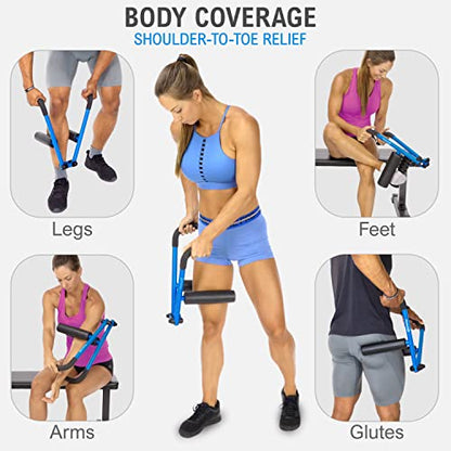DoubleUP Roller D4 Leg & Arm Massager, Metal Frame + 4 Rollers, Blue - color: Blue