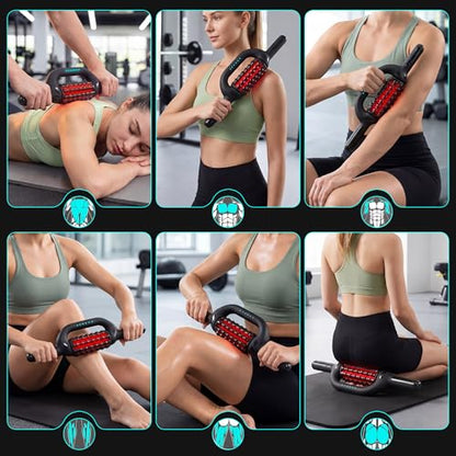 Electric Massage Roller Stick, Deep Tissue Muscle Massager with 6 Speeds, Rechargeable Rolling Massager for Legs, Back, Calves & Feet,Hands-Free Body Massage Tool(1)