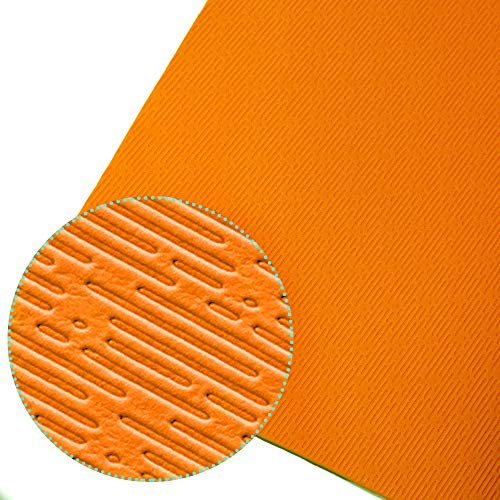Hatha Yoga Extra Thick TPE Yoga Mat - 72"x 32" Thickness 1/2 Inch -Eco Friendly- With High Density Anti-Tear Exercise Mats For Home Gym Travel & Floor Outside - color: Orange/Gray