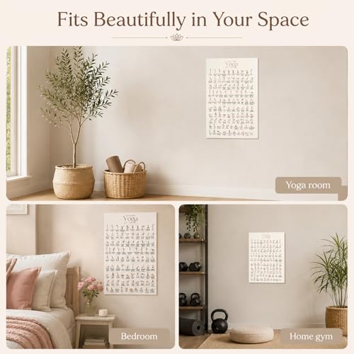 QrmArt 100 Yoga Poses Poster Yoge Printable Movement Guide Wall Art Balance Flexibility Training Chart Posters Pose Reference for Home Gym Studio Meditation Room 16x24 Inch Unframed - color: 100 yoga Diagram, size: 16x24in