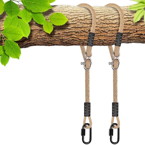 SELEWARE 6.5ft Tree Swing Rope, Adjustable Hammock Straps Hanging Kit - color: Beige1 - 2 Pack, size: 6.5ft