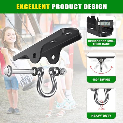 BeneLabel 2Pcs Heavy Duty Swing Hanger Ceiling Swing Mount 1000LBs Capacity | 180° Hanging Chair Hanger Steel Heavy Bag Hanger Swings Hardware for Hammock Chairs, Porch Swings, Aerial Silks, Gymnast Ring - color: 180° D-ring Swing Hanger ( 2 Pack ) - Blac