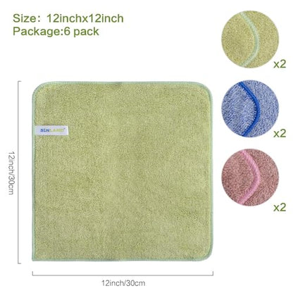Microfiber Face Towels Soft Washcloths 12Inch x 12Inch 6 Pack Multicolor - color: Multicolor2