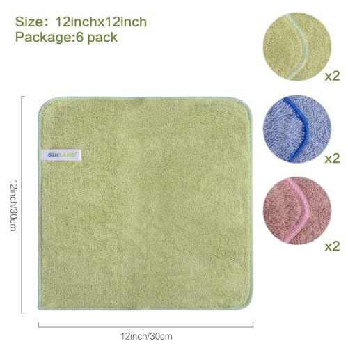 Microfiber Face Towels Soft Washcloths 12Inch x 12Inch 6 Pack Multicolor - color: Multicolor2