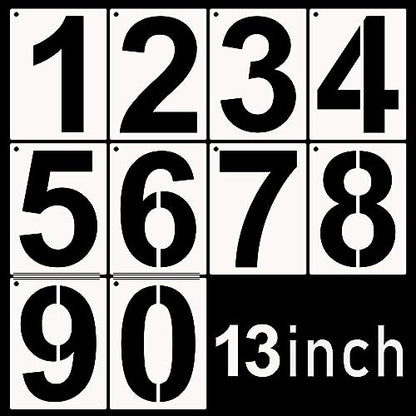 DXCYZ 13 Inch Large Number Stencils Kit 0-9 Address Number Stencil, 10PCS Reusable Plastic Painting Number Templates for Mailbox Signs, Door, Cars, Trucks, Home, Business, Window (13 Inch) - size: 13 Inch