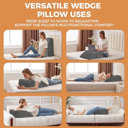 BIEEZZK Leg Pillow Elevation Blood Circulation, 23.6×16.8×8in, Dark Grey - color: Dark Grey