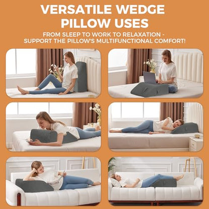 BIEEZZK Leg Pillow Elevation Blood Circulation, 23.6×16.8×8in, Dark Grey - color: Dark Grey