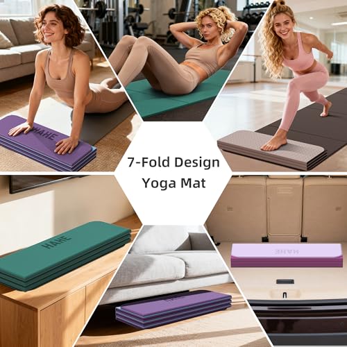 HAHE 7-Fold Design Extra Thick Yoga Mat 72"L x 24"W x 0.47", TPE