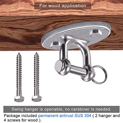 BeneLabel Wall Ceiling Mount Bracket for Suspension Strap Trainer, 2800lb Capacity, Body Weight Strength Training Systems, Aerial Yoga Swing, Resistance Band,Hammock,Battle Rope, Boxing Equipment - color: 2Pcs detachable hook
