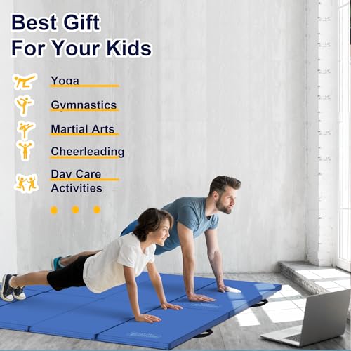 Polar Aurora 3'x6'x2 Thick Folding Gymnastics Exercise Mat Aerobics Stretching Yoga Mats - color: Blue