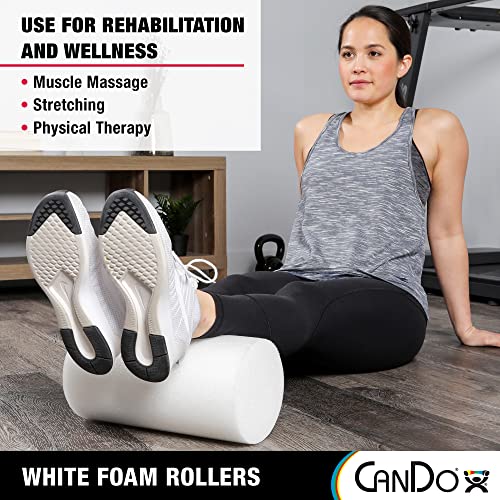 CanDo 30-2103 White PE Foam Roller, Round, 4" Diameter, 12" Length