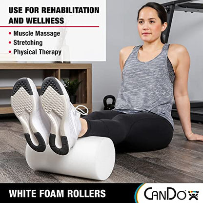 CanDo 30-2103 White PE Foam Roller, Round, 4" Diameter, 12" Length