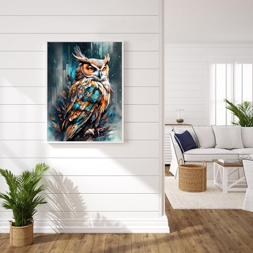 Rekxtmo Owl Diamond Art Kits for Adults, Owl 5D Diamond Painting Kits | Dimond Art Paintings Kit, Diamond Dot, Gem Painting Kit, Crafts for Adults, Crystal Art, Home Wall Decor Gifts (12x16inch) - color: QY042