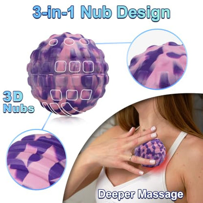 Deep Tissue Massage Ball for Exercise & Recovery - SGS Certification - Targets Back, Shoulder, Legs&Feet - Relieves Muscle Knots, Joint Pain&Tightness, Pressure Point Therapy- Myofascial Release Ball - color: Pink&purple, size: 1-Pack | 2.8-inch