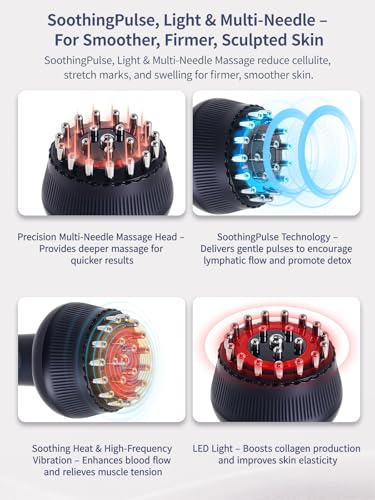 Lymphatic Drainage Massager & Anti Cellulite Massage Tool, Helps Reduce Stretch Marks & Cellulite, for Legs, Arms & Belly, Body Sculpting Machine with Light, Heat & Vibration - color: Blue