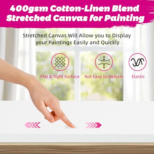 Stretched Canvas for Painting, 2Pack 36X48 Large Canvas for Painting, (400GSM) Triple Primed 2/3" Profile Cotton Professional Artist Quality Blank Canvas,Ready to Paint, Art Supplies for Acrylic, Oil - size: 2pk-36x48 inch