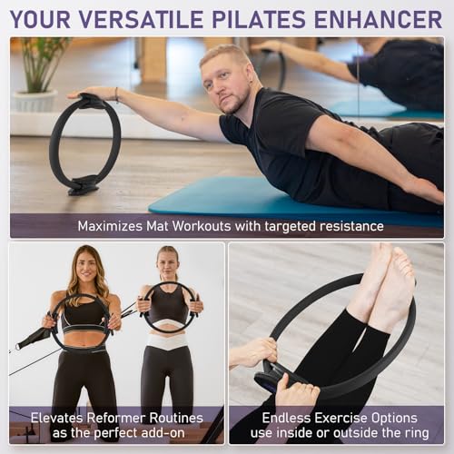 PhysKcal Pilates Ring, 15-Inch Magic Circle with Thick Padded Handle - color: Onyx Night