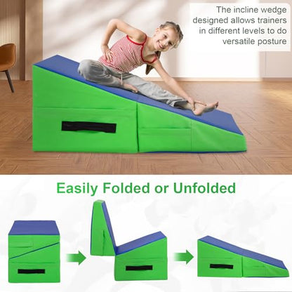 BestMassage Gymnastics Mat Incline Mat Tumbling Mat Folding Gymnastic Tumbling Mat Indoor/Outdoor Exercise Mat Home Gym Yoga Mat with Handle - size: 34 x 24 Inches