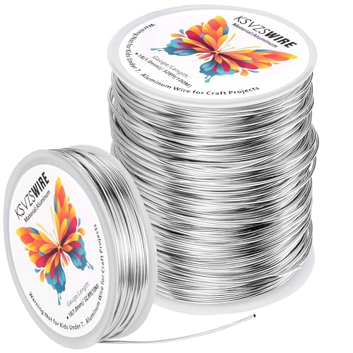 Aluminum Craft Wire 18 Gauge(1.0 mm)–328 FT(100 M)+18 Gauge (1.0 mm) 32.8FT (10 M) KSVZS Anodized Aluminum Wire,Flexible Metal Wire for Crafts,Sculpting,Jewelry Making,Armature and DIY Crafts(Silver) - size: 18 Gauge