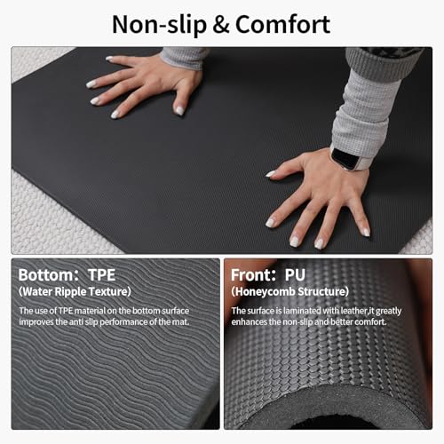 PAIDU Yoga Mat 8mm Super Thick TPE Fitness Mat | SGS Certified | Non-Slip, Odorless & Tear-Resistant | Unisex with Strap | for Yoga, Pilates, Meditation & Home Workouts (Black)