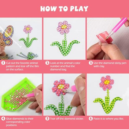 Labeol Diamond Art Kits for Kids Boys and Girls Ages 6-8-10-12 Easy to DIY Creative Diamond Art Sticker Craft by Numbers Kits for Kids and Adult Beginners (Various Animals) - style: Various animals