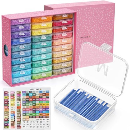 30PCS Diamond Painting Storage Containers Trays with Lids | Diamond Art Beads Storage & Line-Up Trays, Diamond Art Accessories Tools, Diamond Painting Dots Organizer, Pink Box Package - size: 30 Piece Tray Kits