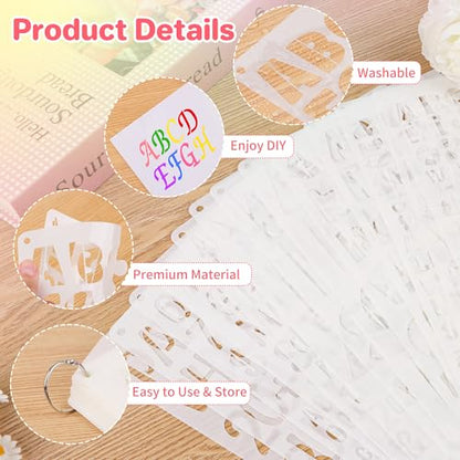 36Pcs Letter Stencils for Painting Small Reusable Alphabet Number Templates | 1/2,3/4,1,5/4,2Inch,Stencils Letters,Plastic Geometric Templates,Scrapbook,Walls Art Projects,Journal,Home Decor,Custom Sign