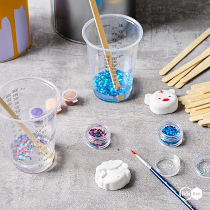 Turbo Bee Plastic Measuring Cups 8OZ,200 PACK Disposable Mixing Cups with 200 Mixing Sticks,Paint Graduated Measuring Tumblers for Epoxy Resin, Paint Mixing, Art DIY - size: 8oz-200pack