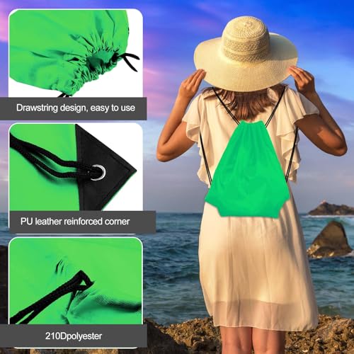KUUQA 12 Pcs Drawstring Backpack Bags, Dark Green - color: Dark Green