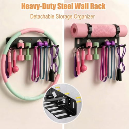 Steel Wall Mount Gym Storage Rack, Yoga Mat Holder, Black