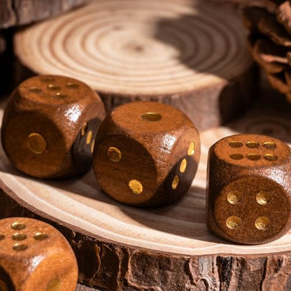 10PCS 6 Sided Dice Set 16mm Wooden D6 Game Dice for DND Board Games - color: D6-brown G