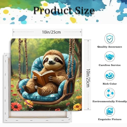 TCDZMYGS Paint by Numbers Kit for Adults Beginner-Sloth,10x10 inch | Paint by Number for Beginner,Adult Paint by Number,HD Color Canvas,DIY Tool Kits,Stress Relief Craft,Great Gift,With Frame - color: paint by number-sloth-1203