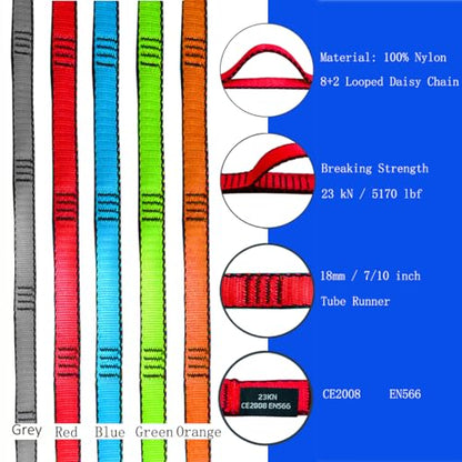 53 Inches Nylon Daisy Chains Rope Climbing Lanyard Straps Looped Strong Slings 23 kN Aerial Yoga Webbing - color: 3PCS Red
